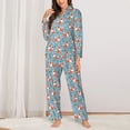 thumbnail image 2 of Hirioo Abstract leaves fox for Women's Pajama Sets 2 Piece Pjs Women's Long-Sleeved Pajama Set Button Down Sleepwear,S-XXL-X-Large, 2 of 7