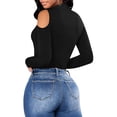 thumbnail image 4 of Riforla Womens off Shoulder Thong Bottoming Shirt Bodysuit Solid Color Basics Women's Bodysuit Black M, 4 of 6