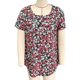 thumbnail image 1 of Blusa roja de verano para mujer, manga corta, talla XL, blusa plisada con flores y botones delanteros, 1 of 2