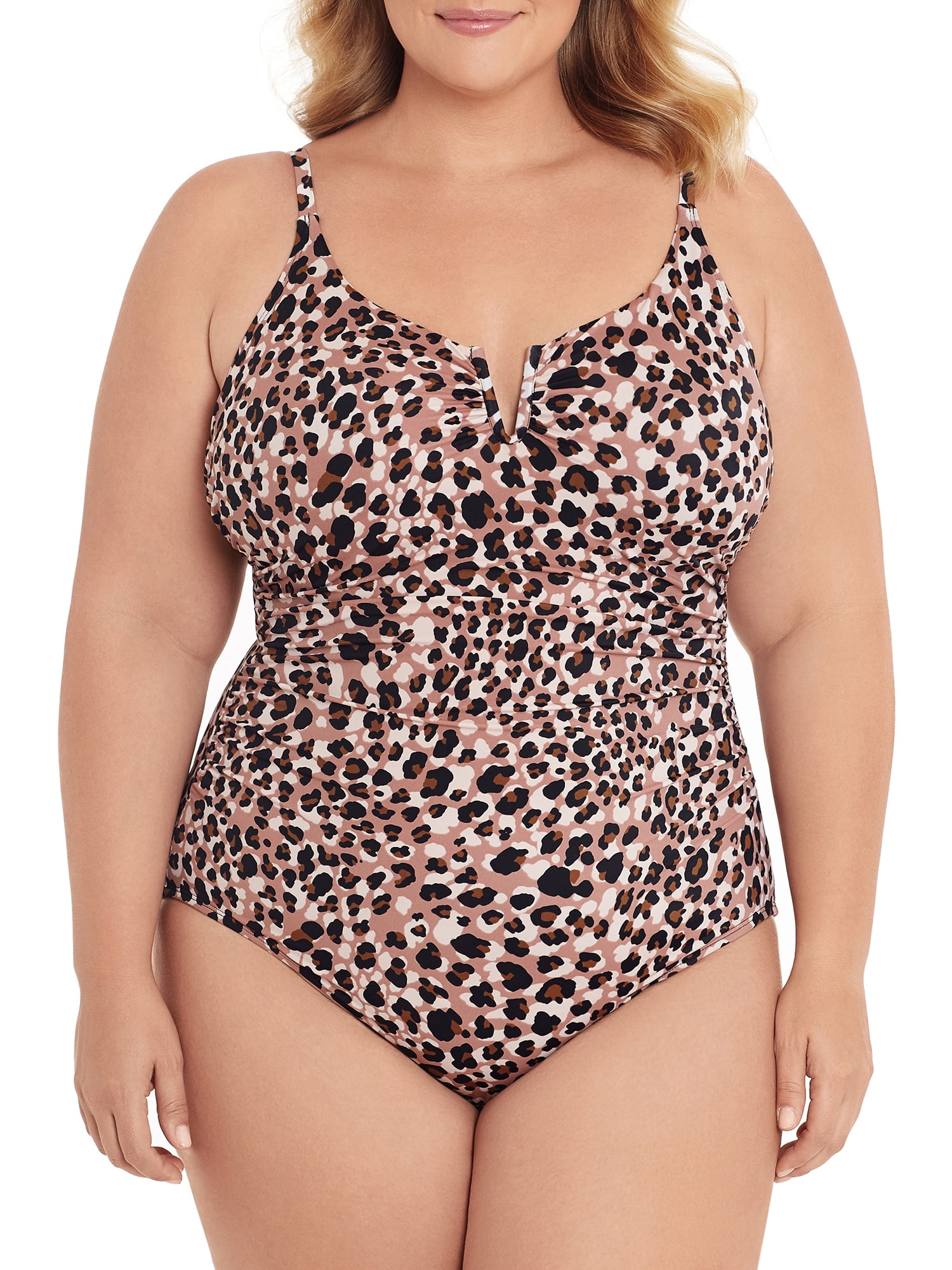 Støjende Mærkelig romanforfatter Time and Tru Women's and Women's Plus Size Chocolate Leopard One-Piece  Swimsuit - Walmart.com