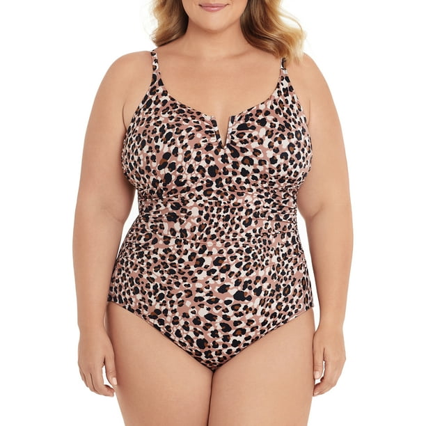 Støjende Mærkelig romanforfatter Time and Tru Women's and Women's Plus Size Chocolate Leopard One-Piece  Swimsuit - Walmart.com