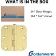 thumbnail image 4 of Goldenwarm 24 Pack Brushed Brass Cabinet Door Hinges 3.5in x 3.5in with 5/8''Radius Corners, 4 of 6