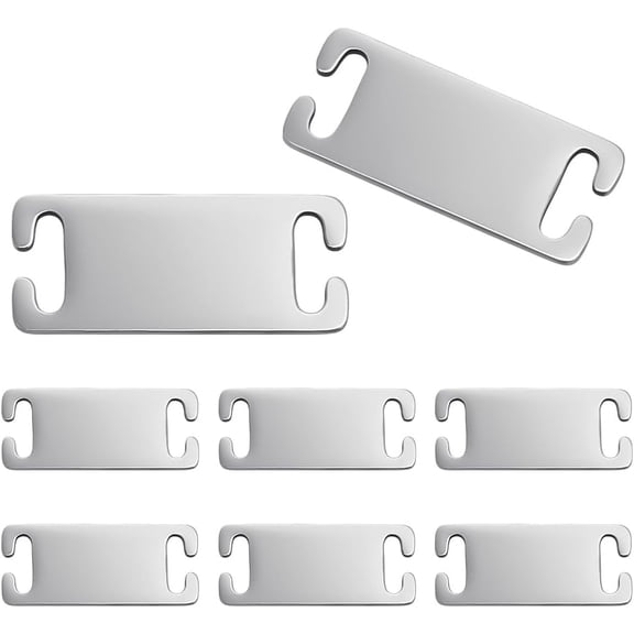 10Pcs Personalized Dog Collar Silent Engraved Slide On Pet ID Tag Adjustable Dog Collar Stainless Steel Stamping Blank Tag Rectangle Pet Collar Tags for Cats Dogs 35mm