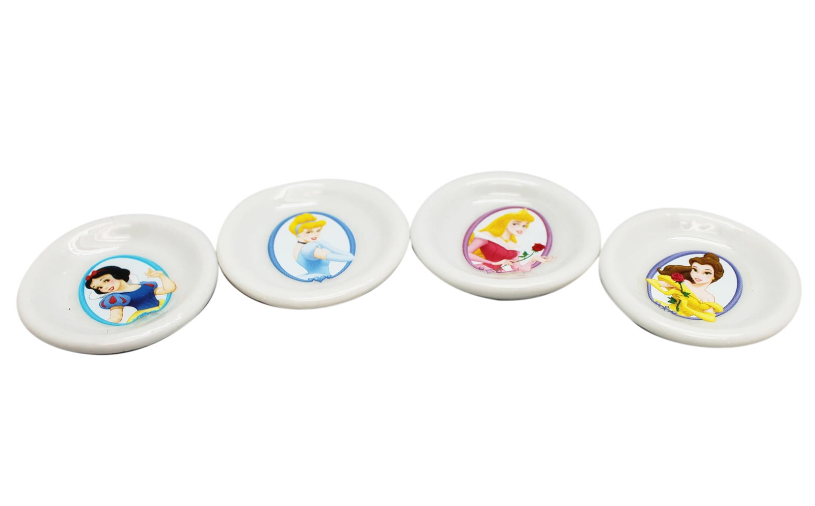 Disney Princess Miniature Ceramic Dinner Plate Set (4 Plates)