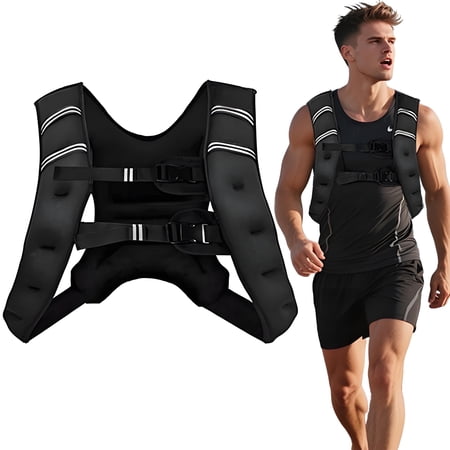 MAXVINI Weighted Vest,16 Lb Weighted Vest for Women and Men，with Reflective Stripe and Double Adjustable Buckle Straps Weight Vests for Strength Training, Jogging, Cardio, Weight Loss