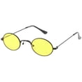 thumbnail image 2 of Extreme Small Oval Sunglasses Color Tinted Flat Lens 44mm (Black / Yellow), 2 of 4