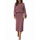 thumbnail image 3 of Conjuntos de 2 Piezas de Falda para Mujer, Moda de Otoño, Suéter A Rayas, Vestido Midi de Punto, Ropa de Salón, Viajes, Ropa de Invierno. Rojo y M, 3 of 10