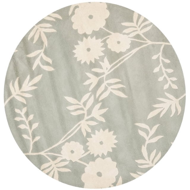 Safavieh Soho Collection SOH774C Handmade Grey and Ivory Wool Round Area Rug, 6 feet in Diameter (6' Diameter)