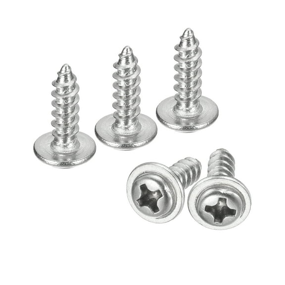 ST3.5x12x7.5mm Phillips Pan Head Self-tapping Screw with Washer, 100pack 304 Stainless Steel Wood Screw (Silver)
