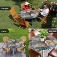 thumbnail image 4 of Blue Brown Geometric Round Tablecloth for 36-44 Inch Tables, Fitted Table Cover with Elastic Edge, Modern Ombre Abstract Art Waterproof Outdoor Table Cloth Protector for Patio Garden Dinner Picnic, 4 of 9