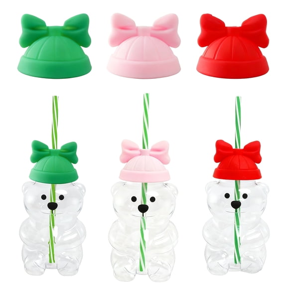 Honey Bear Glass Cup with Lid & Straw - Reusable Drinking Glass for Iced Coffee, Smoothies, Juice and Cocktails | Glass Cups with Lids, Glass Bear Cup