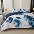 thumbnail image 5 of Koniroom 3 Pieces Blue and White Floral Comforter Set King Size, Flower Bedding with Watercolor Flowers Pattern for Women, Reversible All Season Comforter with 2 Pillow Shams, 5 of 7