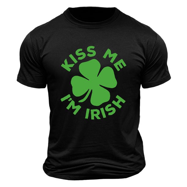 El Día de San Patricio de los Hombres de Manga Corta Impresión de la Tripulación Cuello Superior, Poliéster Ligero para la Fiesta de Verano de Primavera Y el Uso Diario