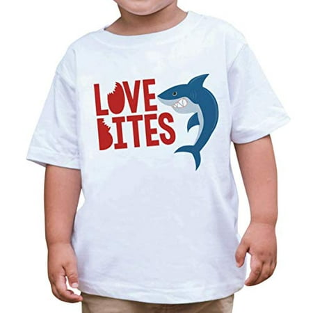 

7 ate 9 Apparel Kid s Love Bites Shark Valentine s Day T-Shirt 3T White