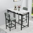 thumbnail image 4 of Kitchen Table Set, Dining Table and Chairs for 2, 3 Piece Dining Room Table Set with 2 Upholstered Chairs, Bar Dining Table Set for Small Spaces, Apartment, Breakfast, Pub, Rustic Black, 4 of 12