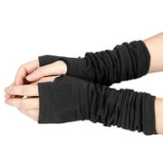 Men Women Unisex Knitted Fingerless Gloves Soft Warm Long Mitten warm Winter, Black