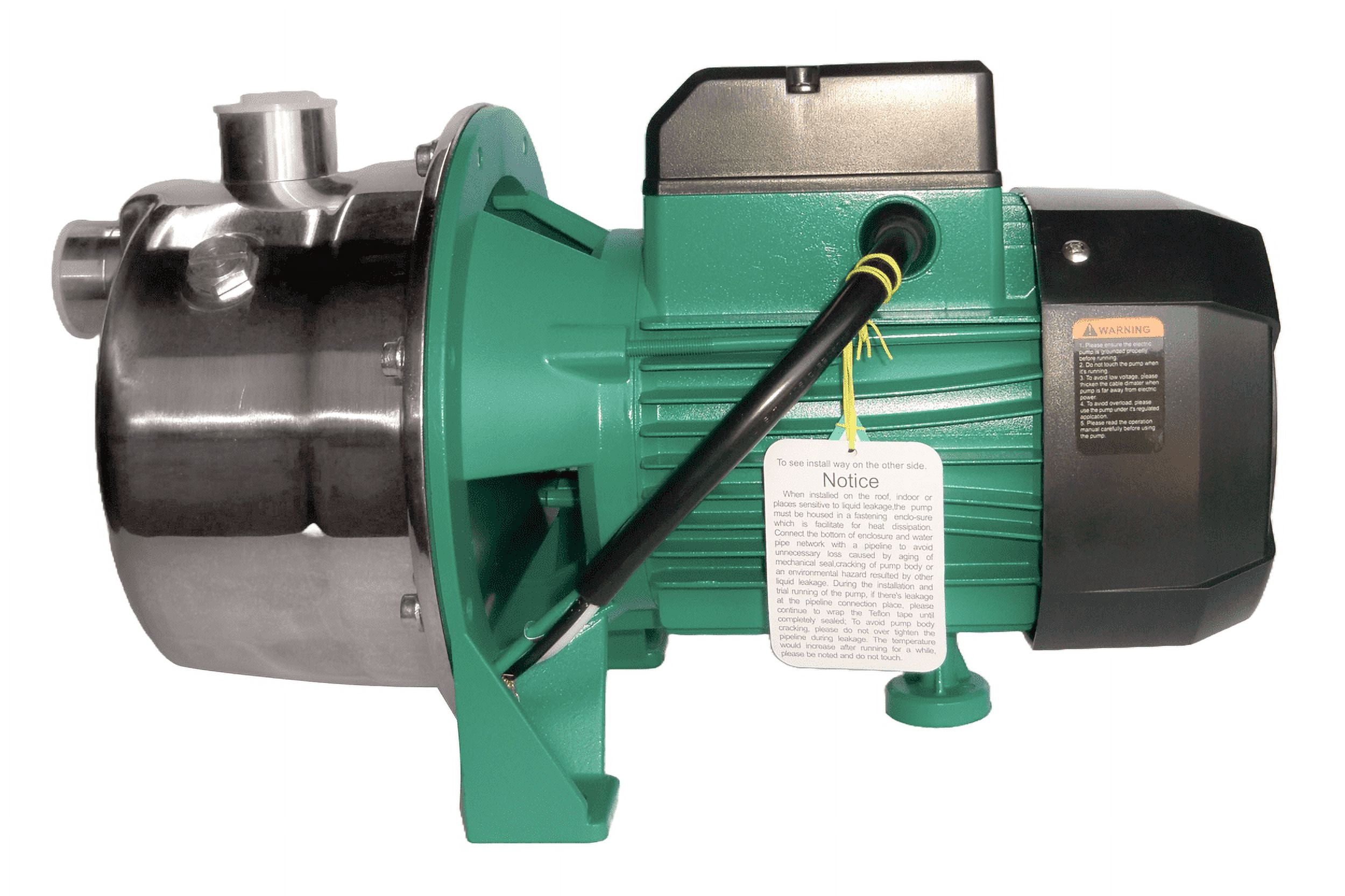 1 Hp Water Pump, Stainless Steel, 115 Volts, 19.8 Gpm Max Flow, 1"In/Out, Shimge-USA JET750G2