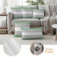 thumbnail image 6 of Green Grey Stripe Outdoor Waterproof Pillow Covers, Modern Art Horizontal Striped Decorative Square Throw Pillowcase Sofa Cushion Sham for Patio/Couch/Chair, 20"x20" 2 Pack, 6 of 8