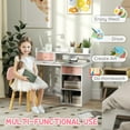 thumbnail image 4 of Qaba Ensemble de Bureau et Chaise pour Enfants 2 Pcs avec Rangement et Étagères, Rose, 4 of 10