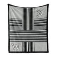 thumbnail image 1 of Letter W Throw Blanket, Monochrome Style Lines and Stripes with Old Vintage Look Classic Geometry, Flannel Fleece Accent Piece Soft Couch Cover for Adults, 50" x 60", Charcoal Grey White, by Ambesonne, 1 of 4