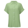thumbnail image 4 of Alun Womens Texture Lightweight Breathable Tops Button down Dress Shirts Casual Short Sleeve Collared Summer Work Blouse with Pocket Soft Comfort for Daily Wear 1-Light Green XXL, 4 of 6