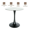 thumbnail image 4 of LeisureMod Bristol Mid-Century Modern 36" Round Table with Wood Top and Iron Pedestal Black Base with Gloss Finish for Kitchen and Dining Room, Light Natural, 4 of 8