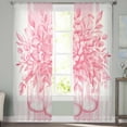 thumbnail image 3 of Eucalyptus Pink Semi Sheer Curtains 84 Inch Length 2 Panels Set, Vintage Succulents Flower Stripes Sheer Kitchen Curtain Privacy Voile Window Curtain for Living Room Bedroom Rod Pocket Drapes, 3 of 7