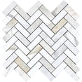 thumbnail image 2 of Serena 12 x 13 in. Honed White Gray Marble Mosaic Herringbone Wall and Floor Tile (5.29 sq ft/case) - 5 Pack, 2 of 3