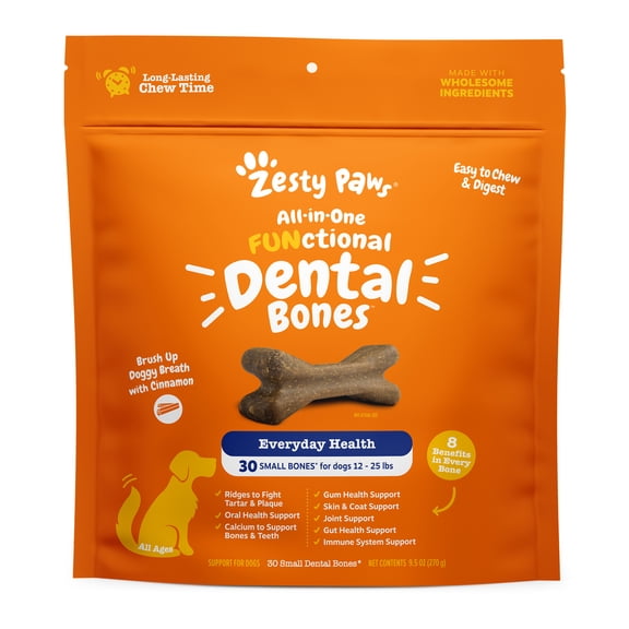 Zesty Paws All-in-One Functional Dental Dog Bones, Multiple Sized Available