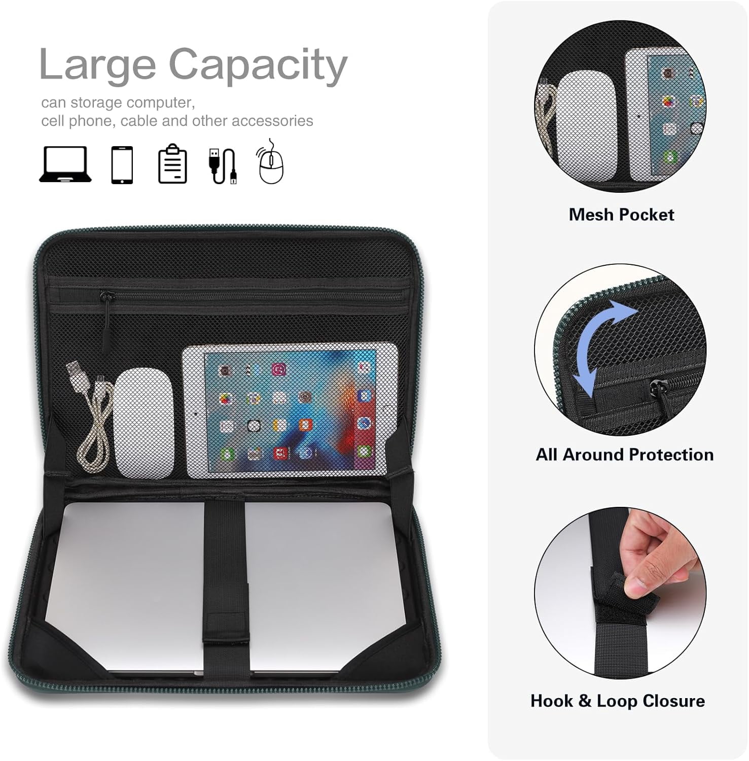 MOSISO Laptop Hard Shell Case for Men Women, 13-14 inch Waterproof Shockproof Computer Bag for Laptop with Handle