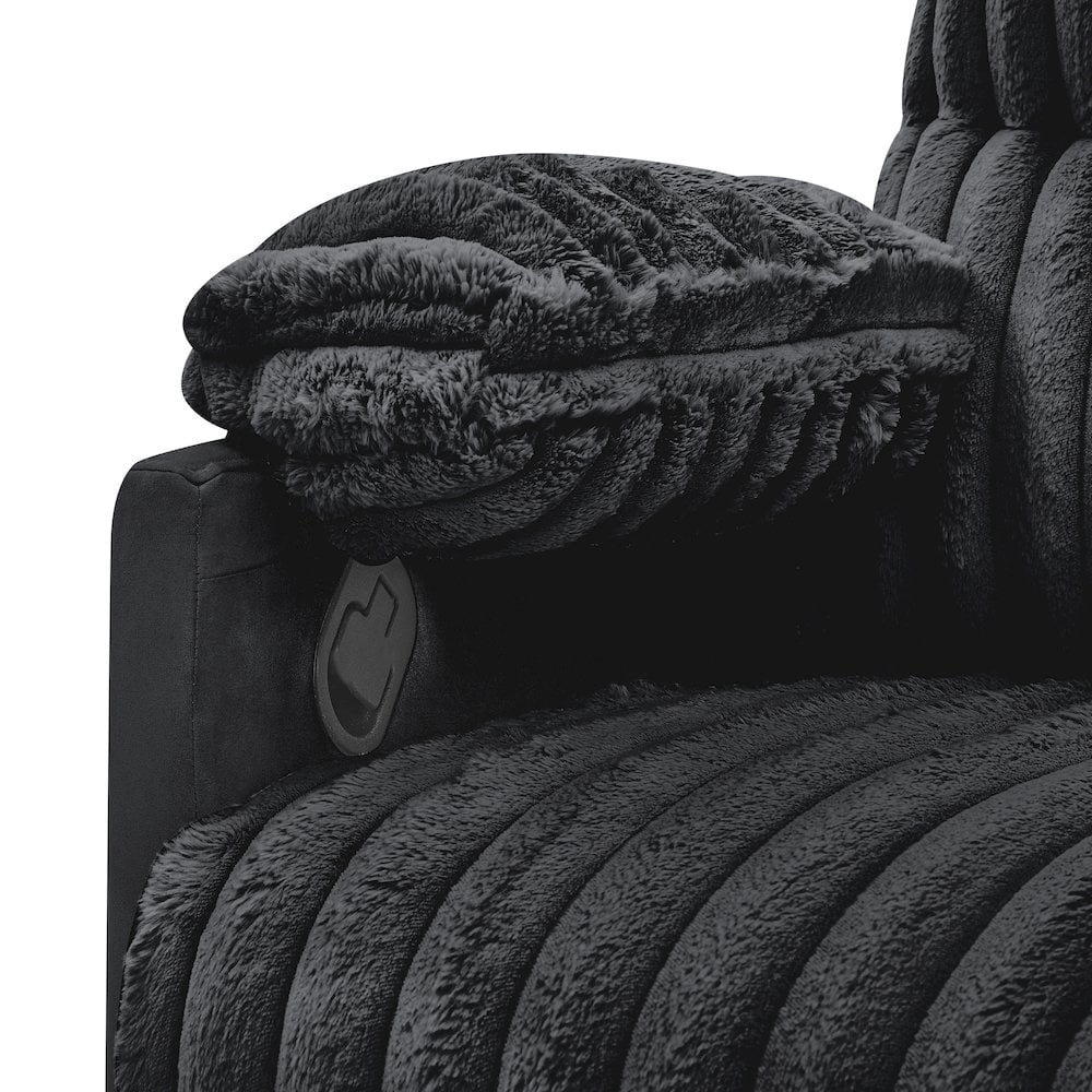Roundhill Furniture Bocaton Wide Wale Corduroy Upholstery Manual Recliner, Black