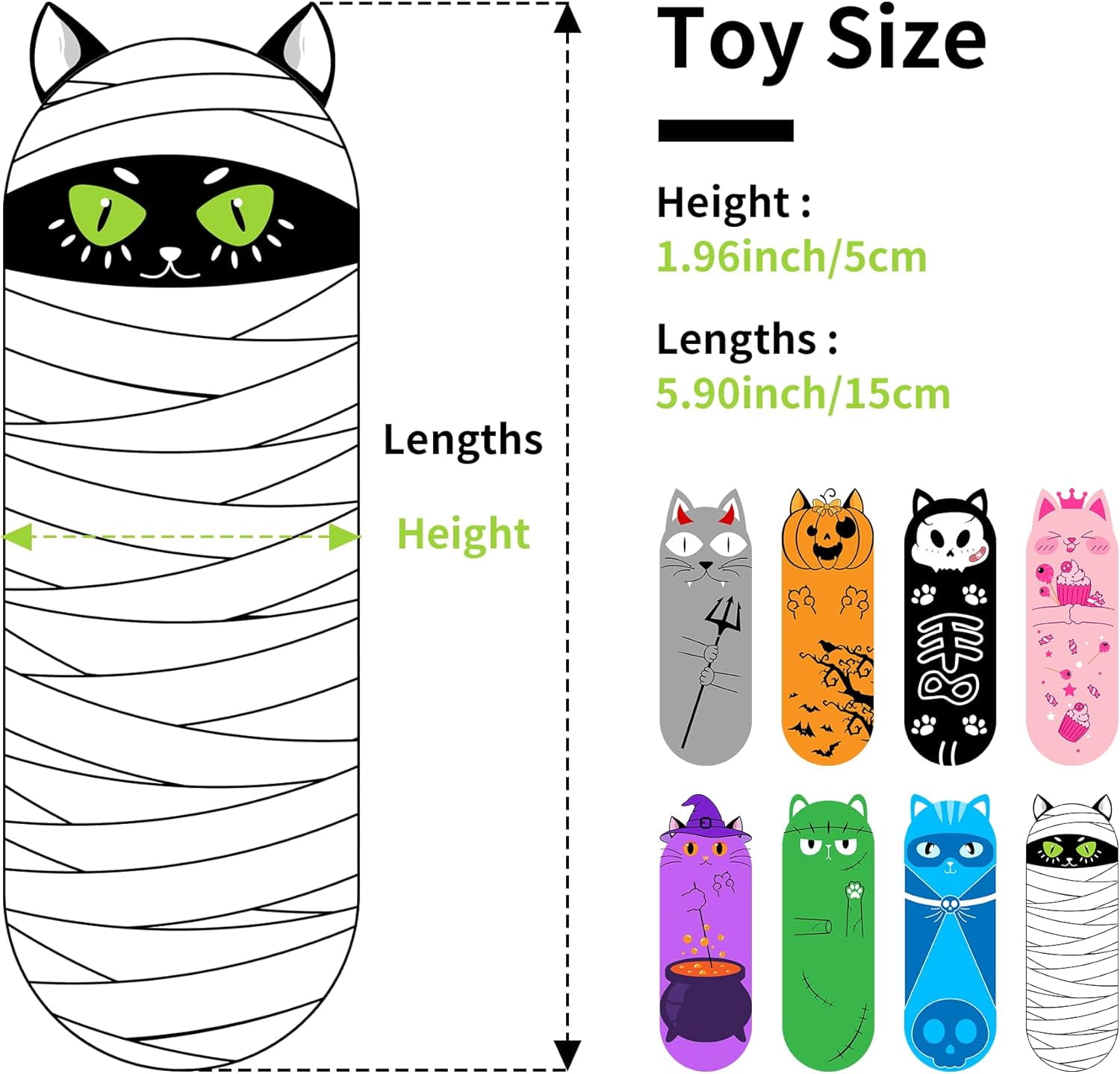 8 Pack Halloween Cat Kicker With Catnip Crinkle Sound for Indoor Cats - Cute Ghost Pumpkin Plush Kittens Shape Natural Interactive Pet Kitty Toy