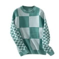 thumbnail image 1 of Pisexur Chandails pour Femmes Pull Tendance à Manches Longues Col Rond Chandails Décontractés Mode Patchwork Colorblock Chandails d'Automne Blouse Hauts Chandail Tricoté Ample Confortable pour Femmes, 1 of 4
