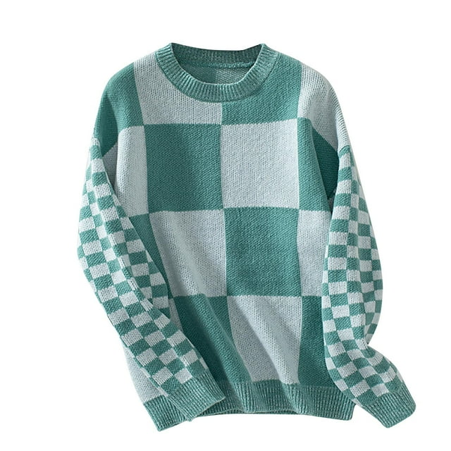 Pisexur Chandails pour Femmes Pull Tendance à Manches Longues Col Rond Chandails Décontractés Mode Patchwork Colorblock Chandails d'Automne Blouse Hauts Chandail Tricoté Ample Confortable pour Femmes