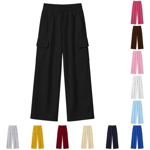 MEZZALL Girls Casual Pull On Pants Soft Stretchable Everyday Trousers With Elastic Waistband For Play Comfortable School Outdoor Wear, 9-10 Years