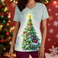 thumbnail image 6 of Wowcloth Women's Short Sleeve V-Neck Shirt with Christmas Print and Pocket, Work Uniform for Nursing and Daily Casual Wear, 6 of 6