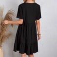 thumbnail image 3 of WBQ  Women Summer Tunic Dress V Neck Short Sleeve Casual Loose Flowy Swing Shift Dresses, 3 of 5