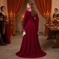 thumbnail image 5 of Victorian Dress, Renaissance Dress Women, Womens Renaissance Costume, Medieval Dress for Women Steampunk Witch Dress Cosplay Halloween Princess Costume Gothic Retro Flare Sleeve Ball Gown, Red XXL, 5 of 6