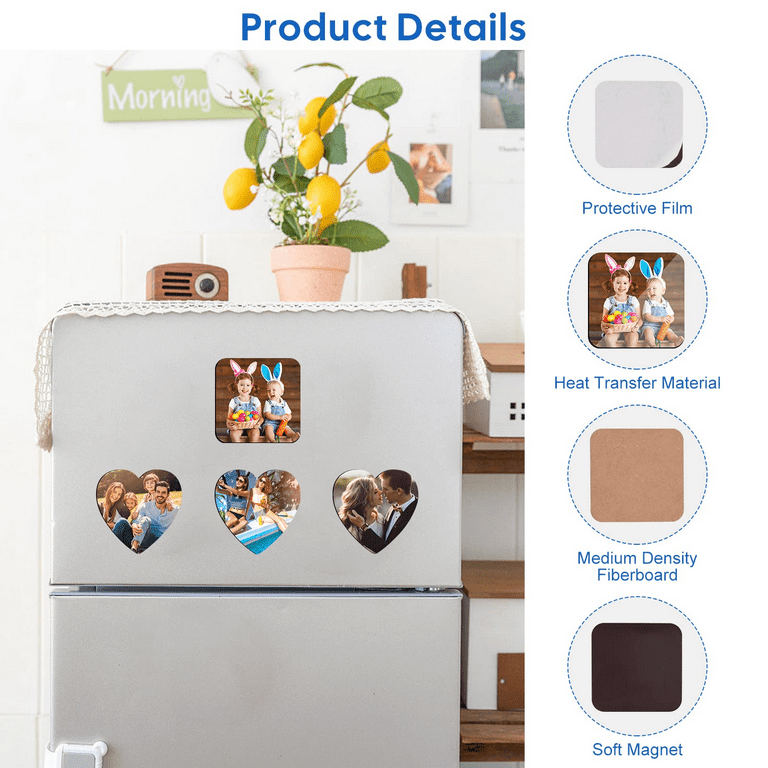 ICOSHOW Sublimation Magnet Blanks 3x3 inch, Sublimation Blank Products,  20Pcs Personalized Sublimation Fridge Refrigerator Magnets for Home Kitchen