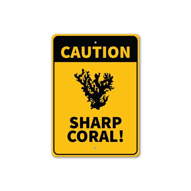 Señal de advertencia de playa de Sharp Coral Coastal Sign, metal, tamaño: 8 x 12 pulgadas