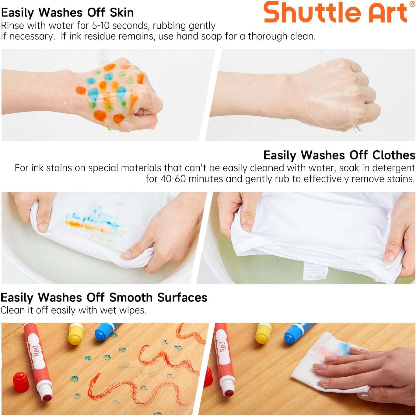 Shuttle Art Dot Markers, 30 Colors Washable with Free Activity Book, Bingo Daubers Supplies, Non Toxic Water-Based Dot Art Markers