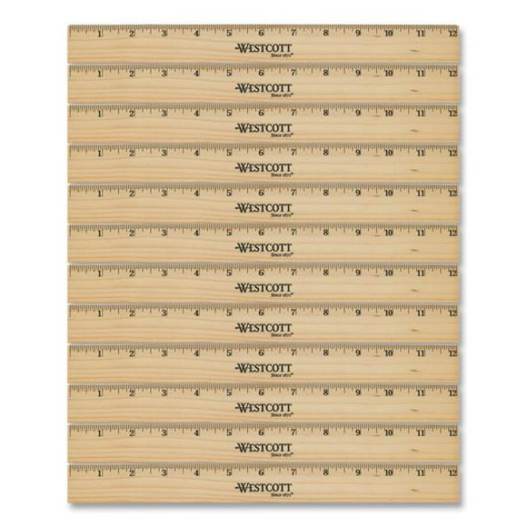 Acme United 17720 Règle en Bois Biseauté Standard de 12 Po et Beige - 12 par Pack