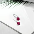 thumbnail image 4 of Gem Stone King 925 Sterling Silver Red Created Ruby 925 Sterling Silver Dangle Earrings for Women (2.02 cttw, Round 6MM), 4 of 4