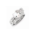 thumbnail image 3 of Solid 925 Sterling Silver Enamel Hello Kitty Swarovski CZ Cubic Zirconia Crystal 3 Piece Butterfly Anniversary Ring Band Set Size 6, 3 of 6