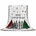 thumbnail image 2 of Merry Christmas Throw Flannel Blanket 60x80In Green Black Xmas Tree Red Floral Border Super Soft Cozy Bed Blanket, Lightweight Plush Fuzzy Bed Throw for Bedroom Sofa Couch Living Room, 2 of 4