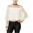 thumbnail image 2 of Chelsea Sky Womens Lace Knit Blouse, Off-White, X-Small, 2 of 2
