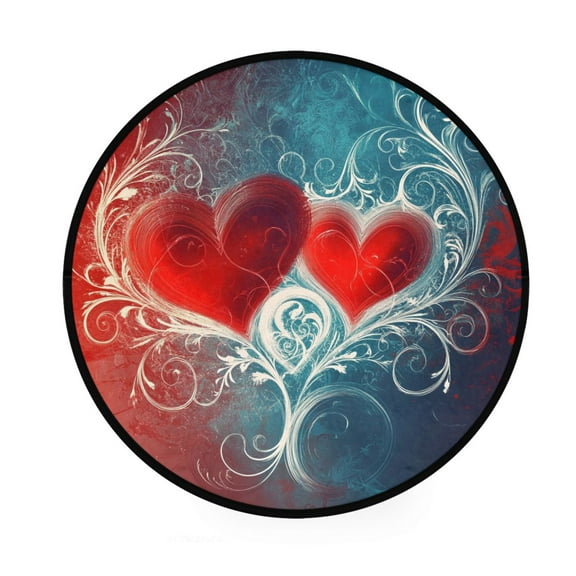 BZSMCE Round Decorative Floor Mat Hearts in Harmony Pattern 36.2IN