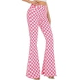 thumbnail image 6 of Bell Bottom Jeans for Women High Waisted Stretch Plaid Flare Jeans Denim Bootcut Pants(Pink Checkered,0), 6 of 7