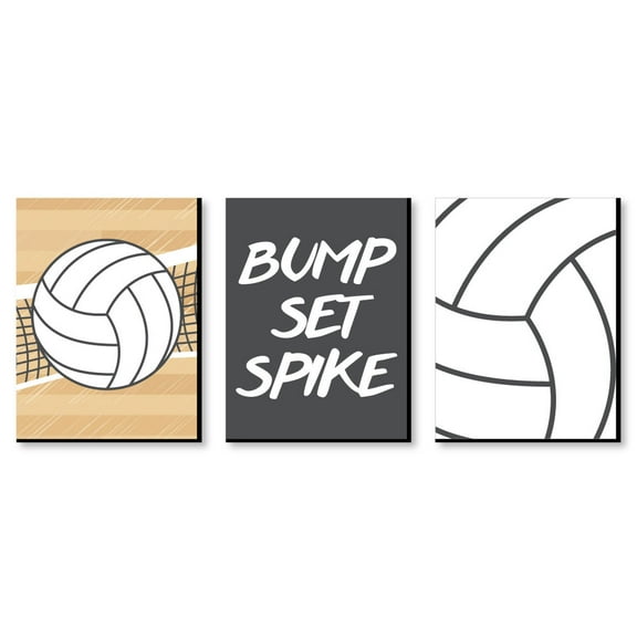 Big Dot of Happiness Bump, Set, Spike - Volleyball - Sports Nursery Wall Art, Kids Room Decor & Game Room Decor - 7.5 x 10 inches - Set of 3 Prints