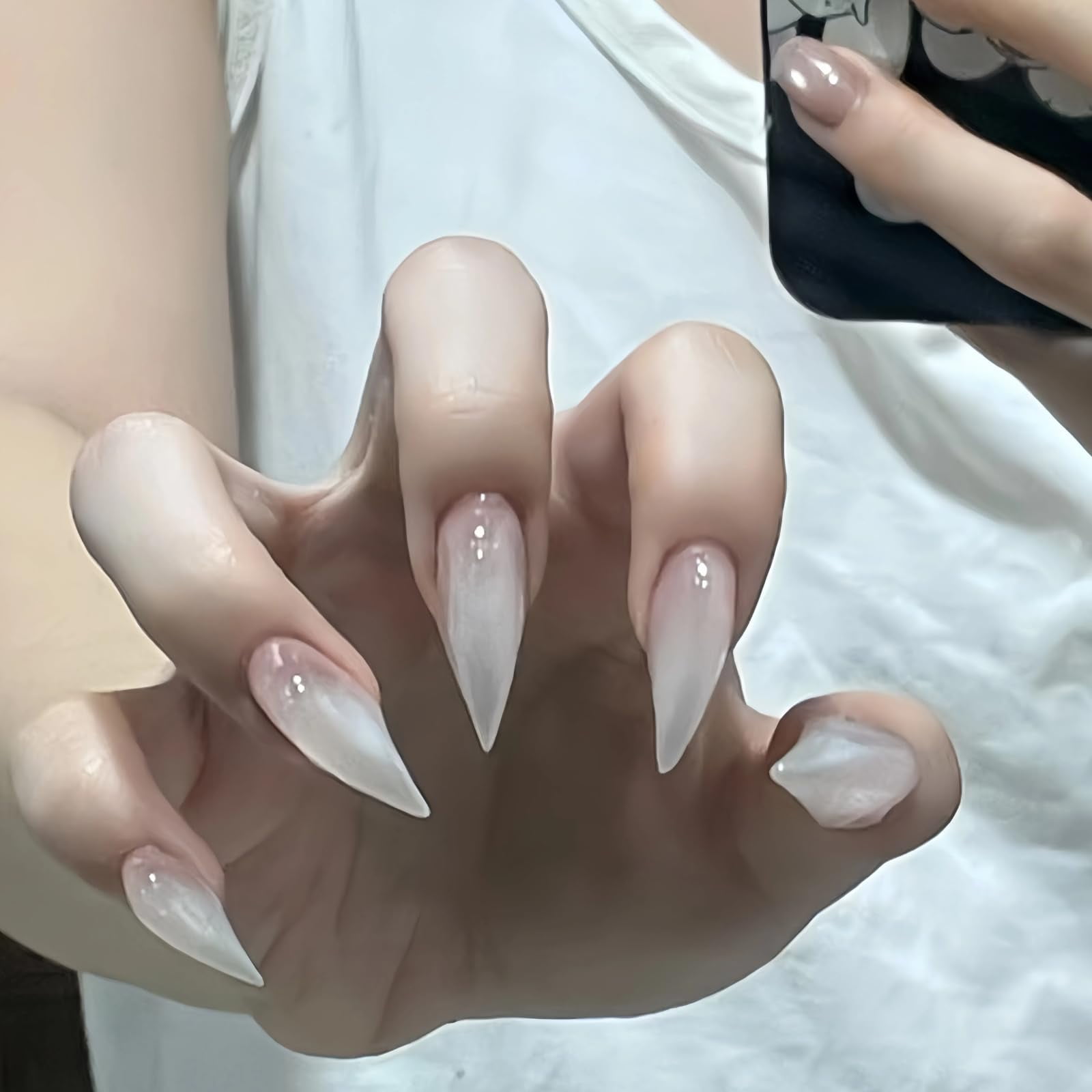 Halloween Press Claw on Nails  Long Short Medium Curved Stiletto Handmade Gothic Design Horror Vampire False Nails Dragon Cat Claw Press on Nails Glossy Glue on Nail Thick Acrylic False Nails